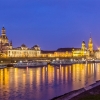 Nachtaufnahme Brühlsche Terrasse mit Elbe Dresden