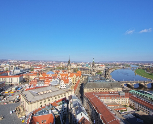 Blick nach Westen aus der Laterne der Frauenkirche in Dresden