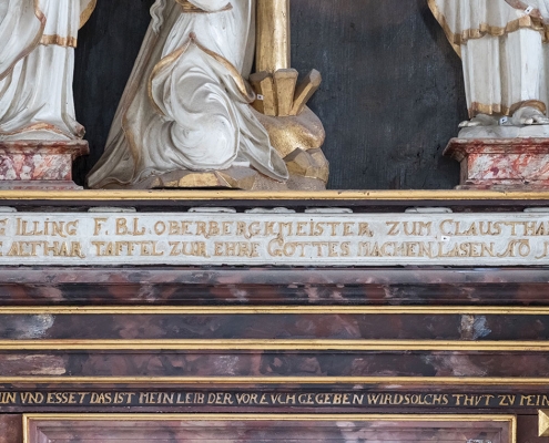 Inschrift Altar Marktkirche Clausthal