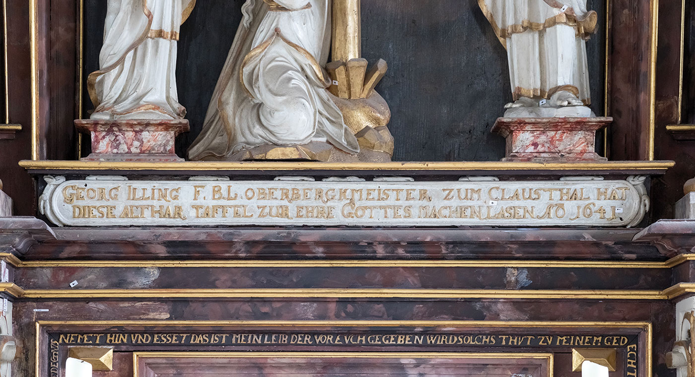 Inschrift Altar Marktkirche Clausthal