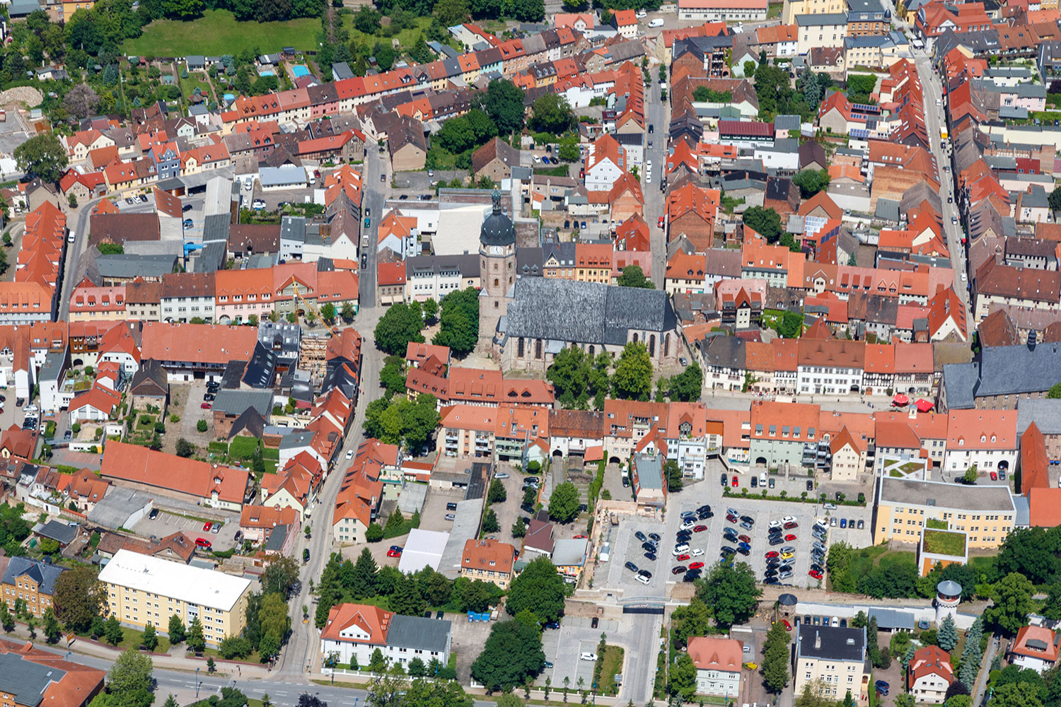 Luftbild Südansicht St. Jacobikirche Sangerhausen